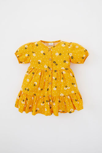 Платье с цветочным принтом с коротким рукавом для малышей девочек