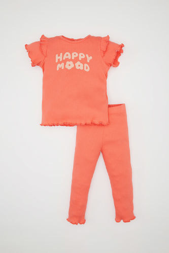 Baby Girl Printed Ribbed T-Shirt Leggings 2 Piece Set