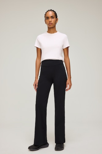 WOMAN Black Flare Wide Leg Scuba Fabric Trousers