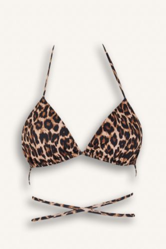 Fall in Love Regular Fit Leopar Desenli Bikini Üstü