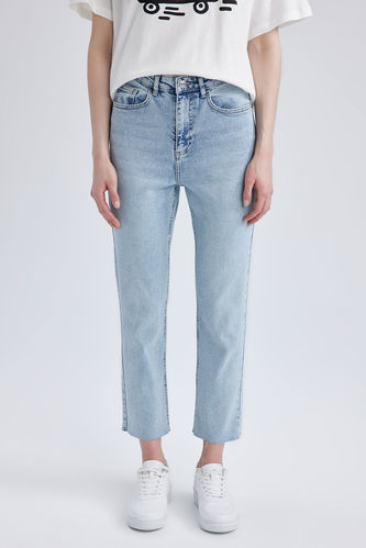 Mary Straght Fit High Waist Cropped Ended Jeans