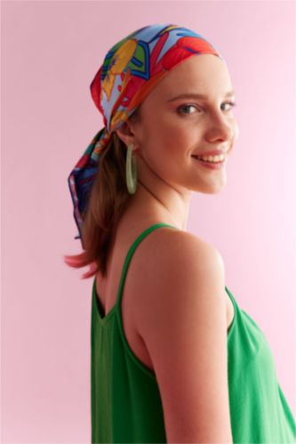 Women Light Blue Women Patterned Scarf