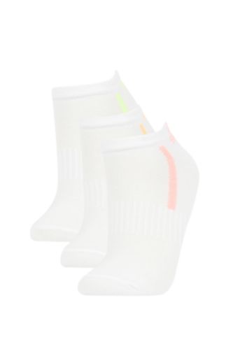 Woman White 3 piece Cotton Short Socks