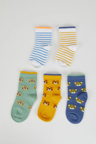 Baby Boy 5 Piece Cotton Long Socks