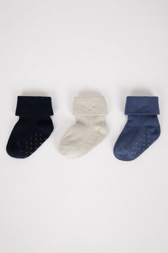 Baby Boy Non-Slip Sole 3-Pack Cotton Long Socks
