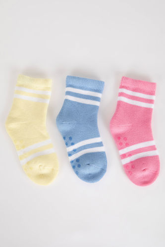 Chaussettes Coton avec Semelle Antidérapantes pour Bébé Fille - 3 Paires