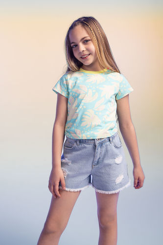 Kız Çocuk Slim Fit Kısa Kollu Tişört