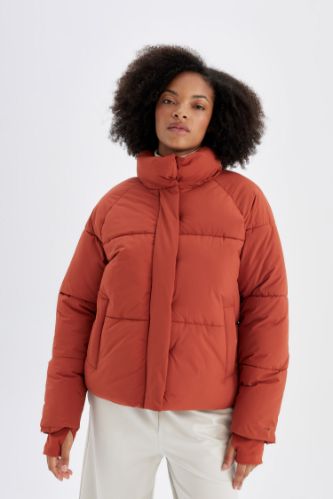 Defactofit Su Geçirmez Regular Fit Dik Yaka Reglan Kol Kışlık Şişme Mont