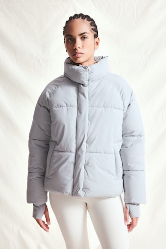 Regular Fit Windproof Water-Repellent Stand Collar Raglan Sleeve Puffer Jacket