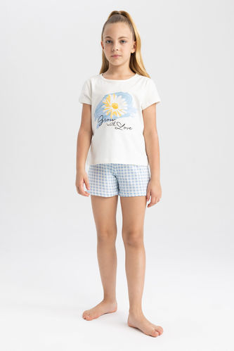 Kız Çocuk Baskılı Kısa Kollu Şortlu Pijama Takımı