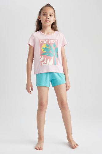 Girl Printed Short Sleeve Pajamas Set