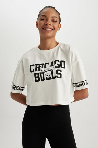 Defacto Fit NBA Chicago Bulls Oversize Fit Crew Neck Sports T-Shirt