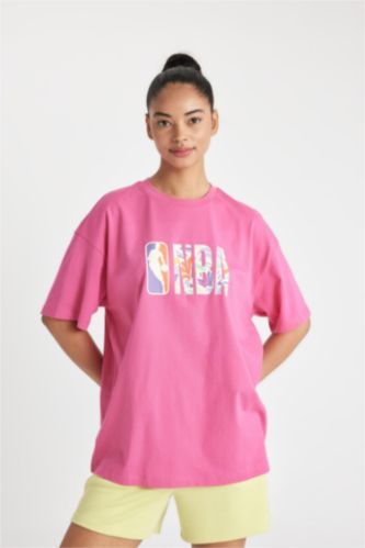 Women Pink Oversize Fit Short Sleeve T-Shirt