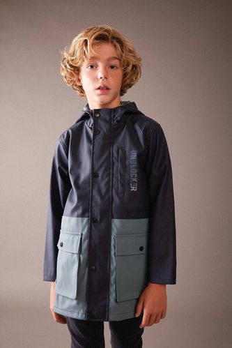 Boy Water Repellent Windproof Hooded Raincoat