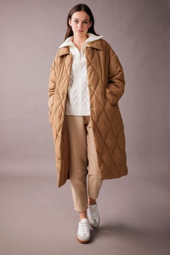 Waterproof Relax Fit Quilted Long Thin Jacket