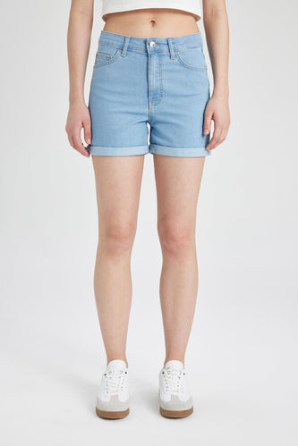 Short Jean à Revers Taille Normale