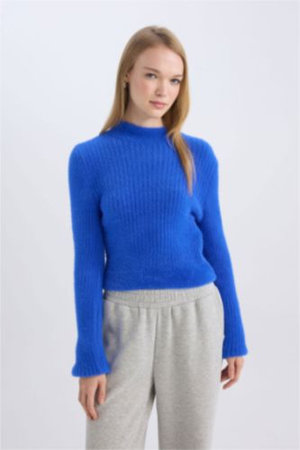 Women Blue Regular Fit Knitwear Pullover