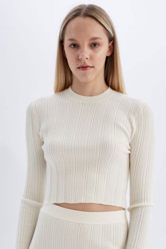 Slim Fit Dar Kesim Bisiklet Yaka Triko Kazak
