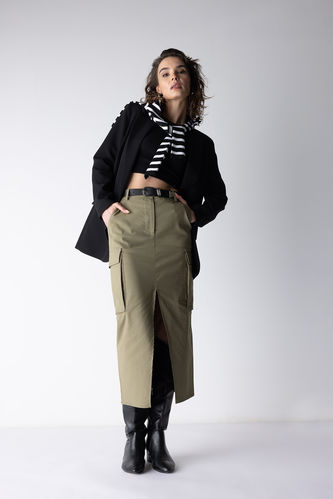Regular Waist Midi Skirt