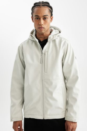 DefactoFit Softshell Mont Su İtici Rüzgara Karşı Koruyan Kapüşonlu Fermuarlı Cepli