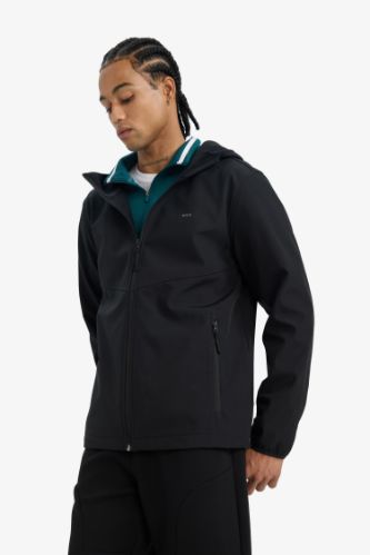 DeFactoFit Su İtici Regular Fit Kapüşonlu Fermuarlı Softshell Yağmurluk