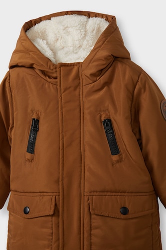 Baby Boy Waterproof Hooded Plush Lined Jacket