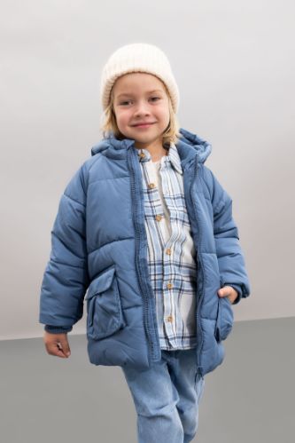 Indigo BABY BOY Baby Boy Hooded Fleece Lined Puffer Jacket 2785427 DeFacto