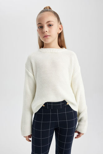 Пуловер стандартного крою з круглим вирізом для дівчаток