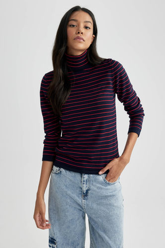 Пуловер стандартного крою з коміром стійкою для жінок
