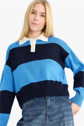 Regular Fit Polo Collar Pullover