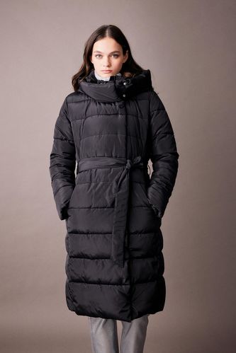 Black WOMAN Waterproof Regular Fit Hooded Long Puffer Jacket 2790250 ...