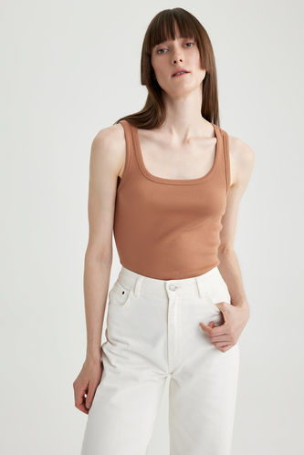Slim Fit Round Neck Ribbed Camisole Singlet