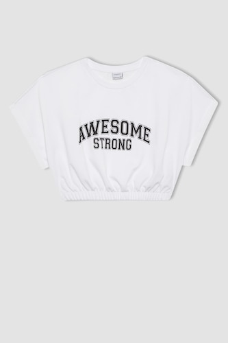 Crop Thin Sweatshirt Fabric Short Sleeve T-Shirt