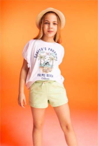 Green Girls & Teens Girl Combed Cotton Shorts 2828729 | DeFacto 