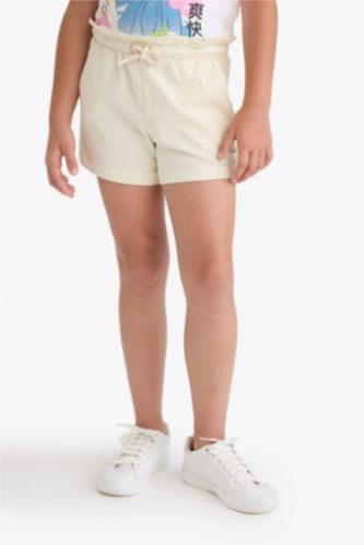 GIRLS & TEENS Ecru Girl Elastic Waist Printed Shorts