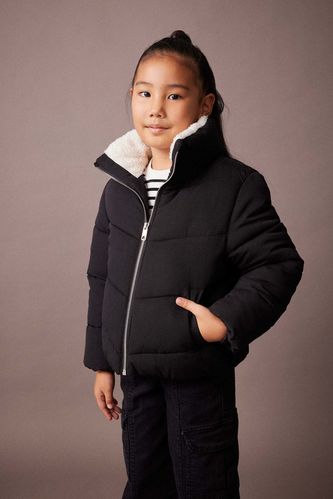 Girl Stand-up Collar Plush Lining Jacket