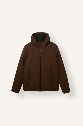 Men Brown Zipper Puffer Jacket