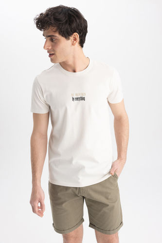 Slim Fit Crew Neck Printed Cotton T-Shirt
