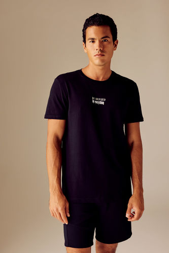 T-Shirt Coupe Slim Imprimé Col Ras Du Cou