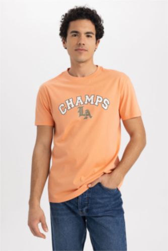 MAN Orange Regular Fit Crew Neck T-Shirt