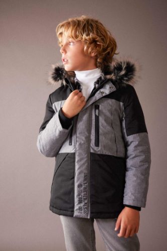 Boys fur 2024 lined coat