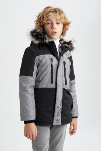 Boys fur lined top coat