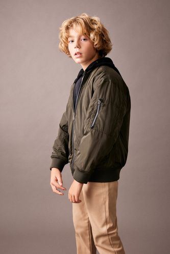 Boy Double Sided College Collar Bomber Jacket