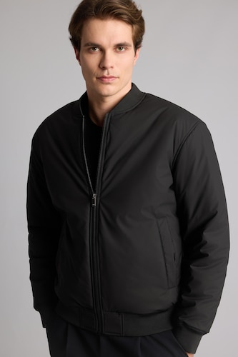 Erkek Siyah Sıcak Tutan Su İtici Slim Fit Astarlı Bomber Mont