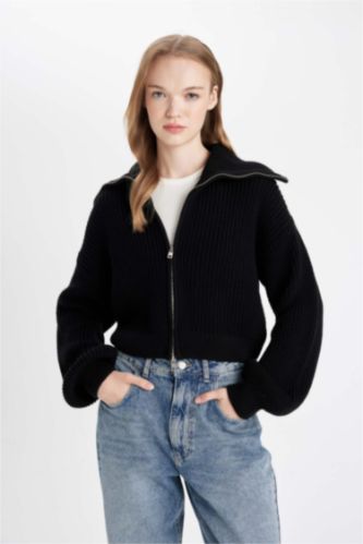 نساء أسود Slim Fit Knitwear Cardigan