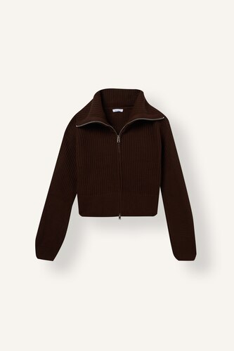 Cardigan oversize marron zippé