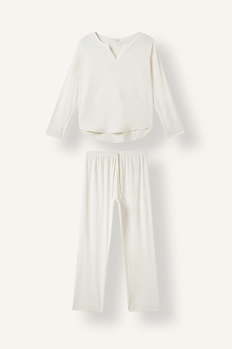 Regular Fit V-Neck 2 Piece Pyjama Set