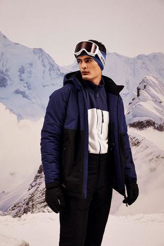 DeFactoFit Su İtici Regular Fit Kapüşonlu Polar Astarlı Kayak Kıyafeti Mont