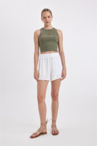 Regular Fit Regular Waist Straight Leg Crinkle Shorts