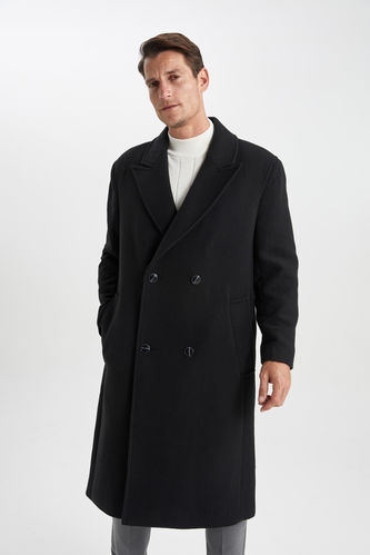 Black MEN Regular Fit Lined Cachet Coat 2891316 | DeFacto